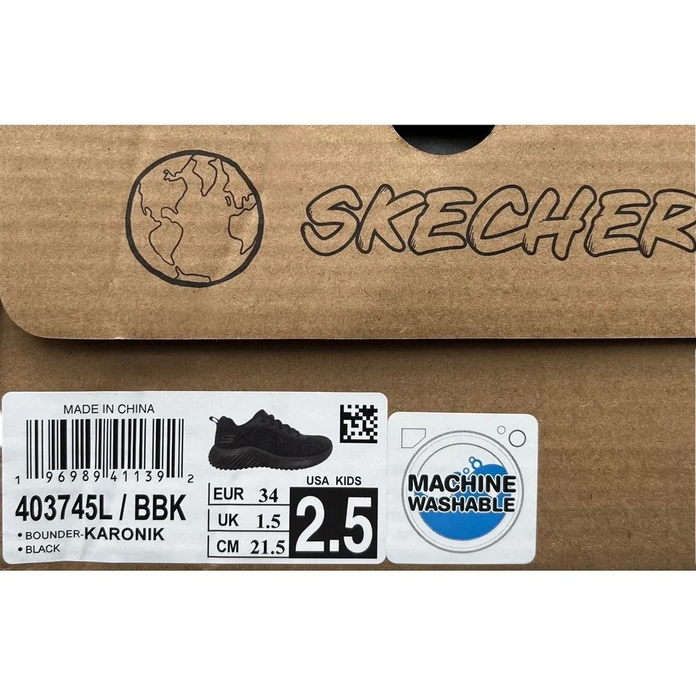 Skechers Bounder Karonik Youth-Big Boys Girls Athletic Sneakers Size‎ 2.5 Black
